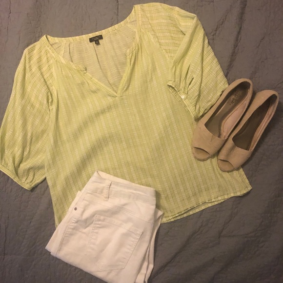 Talbots Green/White shirt - Picture 1 of 6